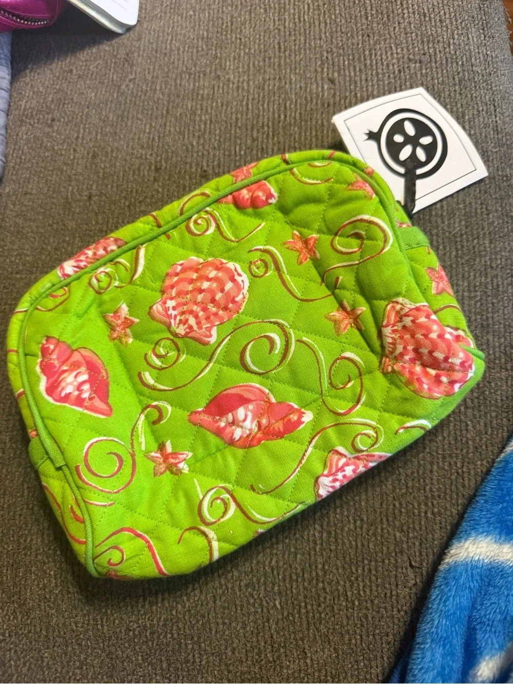 NWT Pomegranate medium cosmetic bag - green and pink shells